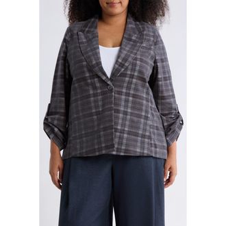 Democracy Plaid Corduroy Roll Tab Blazer in Steel Grey Multi at Nordstrom Rack, Size 3 X