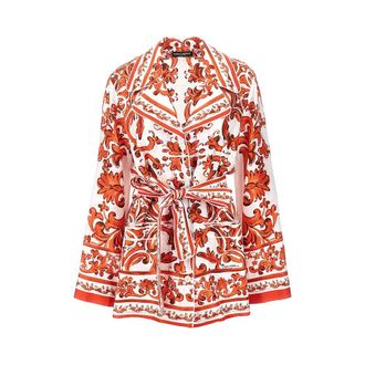 Dolce & Gabbana Maiolica print silk Vanity shirt Woman 44