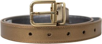 Dolce & Gabbana Metallic Gouden Kalfsleer Metalen Gesp Riem - unisex - Riemen - Geel - ONE Size - Leer - Accessoires