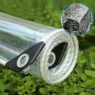 OEM Bache Transparente - Pvc 0,35 Mm 360 G/m&sup2; - Ojetes Cada 50 Cm - Para P&eacute;rgola Terraza Jard&iacute;n - 2 X 2 M