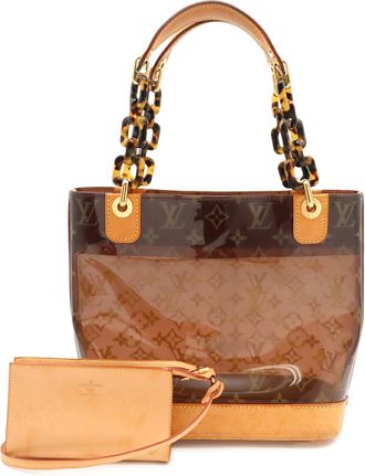 Louis Vuitton Brown Clear Vinyl Leather Shoulder Bag Tote Bag (Pre-Owned)