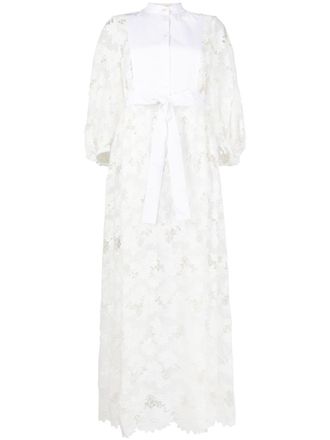 Erdem Nairne floral-lace midi dress - women - Recycled Polyester/Polyester/Cotton - 10 - White
