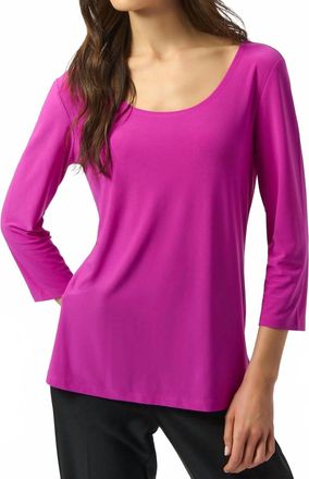 Joseph Ribkoff Scoop Neck 3/4 Sleeve Relaxed Top In Cosmos