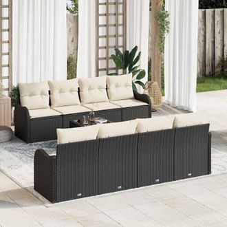 vidaXL Conjunto De Sof&aacute; De Jard&iacute;n Negro 55 X 55 X 37 Cm Vidaxl