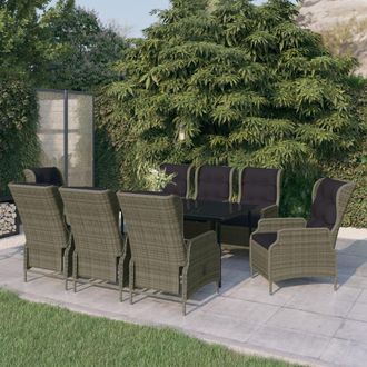 vidaXL Juego De Comedor De Jard&iacute;n 9 Piezas Marr&oacute;n Vidaxl