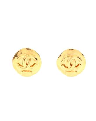 Chanel Plated Coco Mark Circle Earrings (Authentic Pre-Loved)