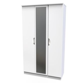 Welcome Furniture Cairo Ready Assembled Wardrobe with Triple Mirror - White Gloss & White - Welcome Furniture | TJ Hughes