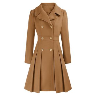 Generic Trench Coat Women Petite Womens Fashion Trench Coat Notch Lapel Double Breasted Thick Line Pea Coats Jacket