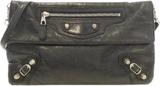 Balenciaga Pre-owned Clutches, female, Black, Size: ONE SIZE Pre-owned Giant Envelope Lambskin Shoulder Bag