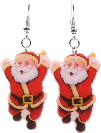 Generic 1 Pair of Women Christmas Earrings Acrylic Santa Claus Shape Pendant Eardrop Earrings Stud Earring Jewelry for Lady Clever Treatment Multicoloured