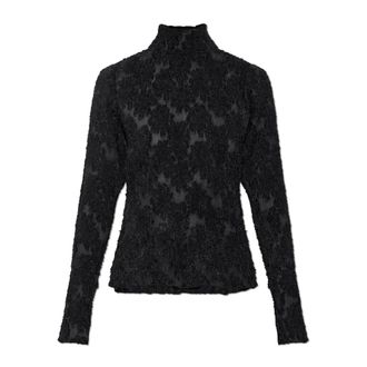 Ganni Top plisado de manga larga - Tops - Mujer - Negro - XS