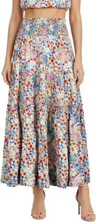 Change of Scenery Charlie Printed Smock Waist Slit Skirt in Wildflower Patch at Nordstrom, Size X-Small