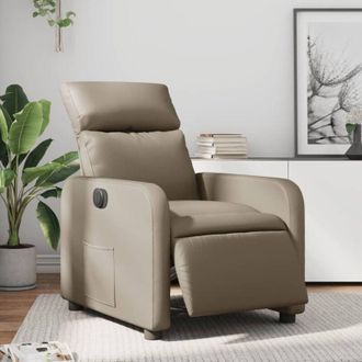 vidaXL Vidaxl - Sill&oacute;n Reclinable El&eacute;ctrico De Cuero Sint&eacute;tico Color Capuchino