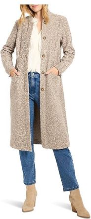 Nic+Zoe Sherpa Tweed Knit Topcoat Womens Jacket Neutral : LG (US 12-14), Cotton