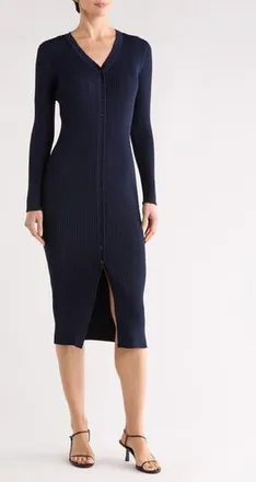 1.State Rib Knit Cardigan Midi Dress in Classic Navy at Nordstrom Rack, Size Xx-Small