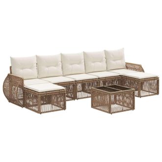 vidaXL Conjunto De Sof&aacute;s De Jard&iacute;n 8 Pcs Beige Y Blanco Crema Vidaxl