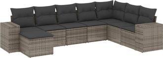 vidaXL Vidaxl - Set De Sof&aacute;s De Jard&iacute;n 8 Pzas Y Cojines Rat&aacute;n Sint&eacute;tico Gris