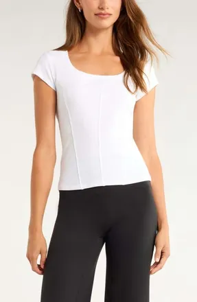 Zella Seamed Rib Top in White at Nordstrom, Size X-Large