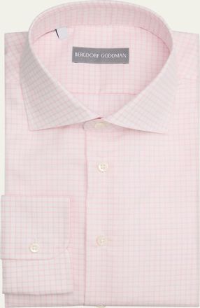 Bergdorf Goodman Mens Cotton Grid Check Dress Shirt
