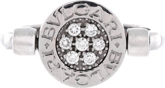 Bulgari Bvlgari Flip Ring 18K White Gold with Diamonds and Onyx