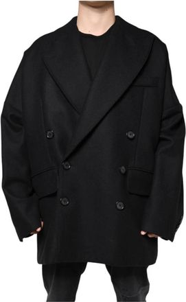 Dolce & Gabbana Oversized Double Breasted Wool Coat - Heren - Mantel - Zwart - L - Wol - Jassen