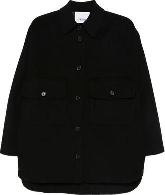 Erika Cavallini Semi Couture Wollen jack met klepzak - Zwart