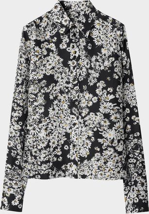 Burberry Flower Print Button Down Silk Top