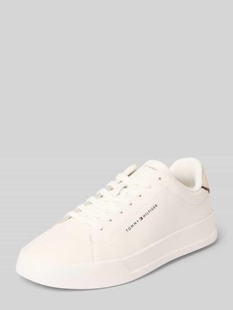 Tommy Hilfiger Low Top Sneaker aus echtem Leder Modell TH COURT in Ecru, Gr&ouml;&szlig;e 40