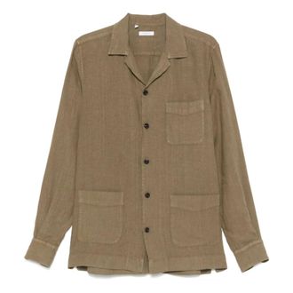 Boglioli Casual Shirts, male, Brown, Size: 2XL Linen Shirt