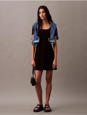 Calvin Klein Jeans Calvin Klein Womens Cotton Rib Baby Tee Dress - Black - XS