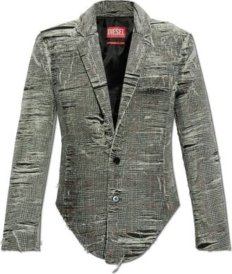 Diesel Distressed Blazer - Dames - Blazers - Grijs - XS - Katoen - Jassen