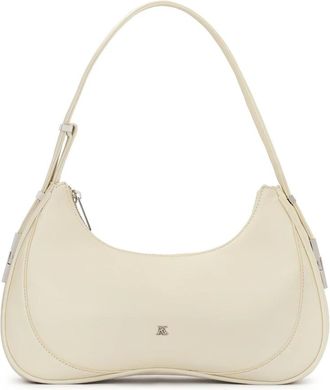 Kazar Tassen, Dames, Beige, ONE Size, Leer, Crème baguette handtas met zilveren hardware