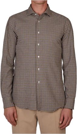 Incotex Bruin overhemd - Heren - Casual Overhemden - Bruin - 2XL - Katoen - Overhemden