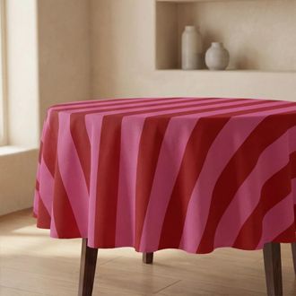 Muare Home Mantel redondo antimanchas 100% algod&oacute;n rosa y rojo &Oslash; 190 cm