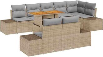vidaXL Conjunto De Sof&aacute; De Jard&iacute;n 9 Pcs Beige Polirat&aacute;n Vidaxl
