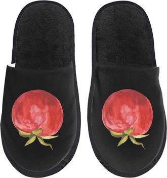 Generic Breathable Cotton Slipper Watercolor Tomatoes Fluffy Slipper Fluffy Winter Slippers for Family Hotels Travel M
