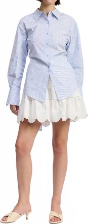 En Saison Christabel Long Sleeve Shirt In Blue Stripe