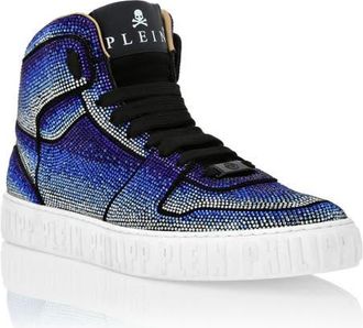 Philipp Plein Suede Hi-Top Sneakers Strass Studs Men in Darkblue at Nordstrom, Size 40