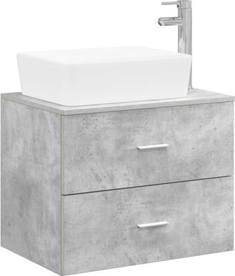 vidaXL Juego De Muebles De Ba&ntilde;o Gris Hormig&oacute;n Madera De Ingenier&iacute;a Vidaxl