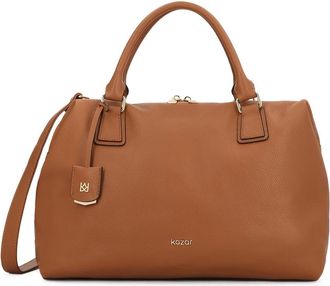 Kazar Grote lichtbruine handtas met twee handvatten en een band - Dames - Handtassen - Bruin - ONE Size - Leer - Tassen
