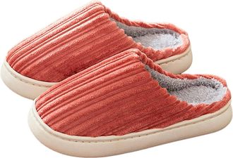 Generic Mens Womens Slippers Slip-On Plush Fleece Lining Couple House Slippers Memory Foam Warm Cozy Indoor Shoes Soft Sole Winter Casual Footwear size 5