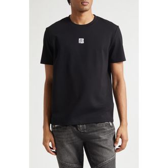 Balmain Embroidered PB Logo T-Shirt in Black/White at Nordstrom, Size Xx-Large
