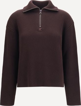 Courr&egrave;ges Maglione con zip a coste Woman XS
