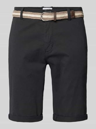 Lindbergh Lindbergh Slim Fit Bermudas mit G&uuml;rtel in Black, Gr&ouml;&szlig;e S