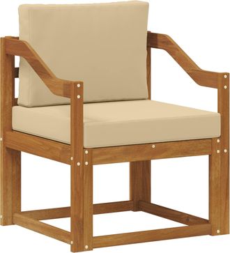 vidaXL Sof&aacute; De Exterior Madera De Acacia S&oacute;lida Y Poli&eacute;ster Natural Vidaxl