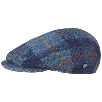 Lierys Capri Harris Tweed Flat Cap Made in Italy Men Autumn Winter Blue