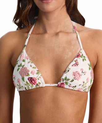 PQ Swim Embroidered Triangle Top In English Rose