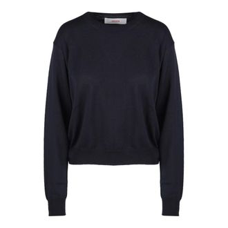 Jucca Round-neck Knitwear, female, Black, Size: L Cotton and Cashmere Crew Neck