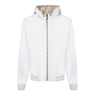 Moorer Light Jackets, male, White, Size: L White Hooded Jacket with Zip Closure