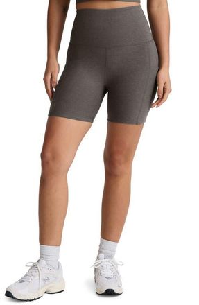 Beyond Yoga Space Dye Keep Pace Bike Shorts in True Gray Heather at Nordstrom, Size Medium